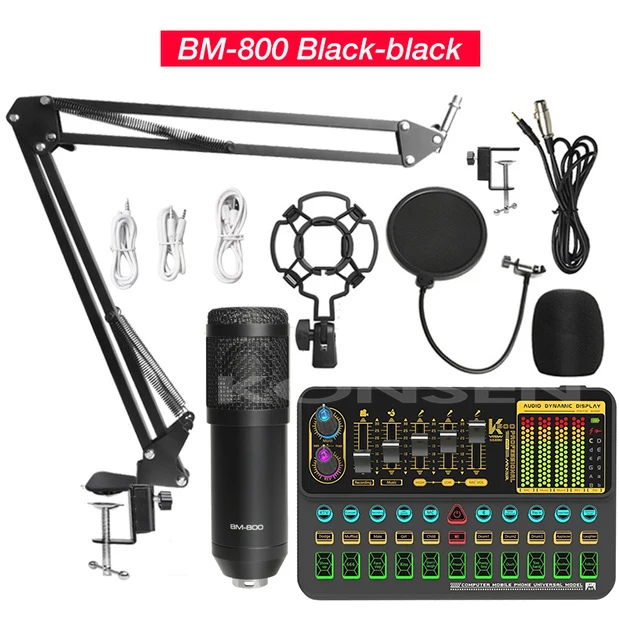 Professional Condenser Microphone BM 800 Wireless Bluetooth V10 PRO Sound Card for PC Computer Phone Karaoke Live Singing Gaming 