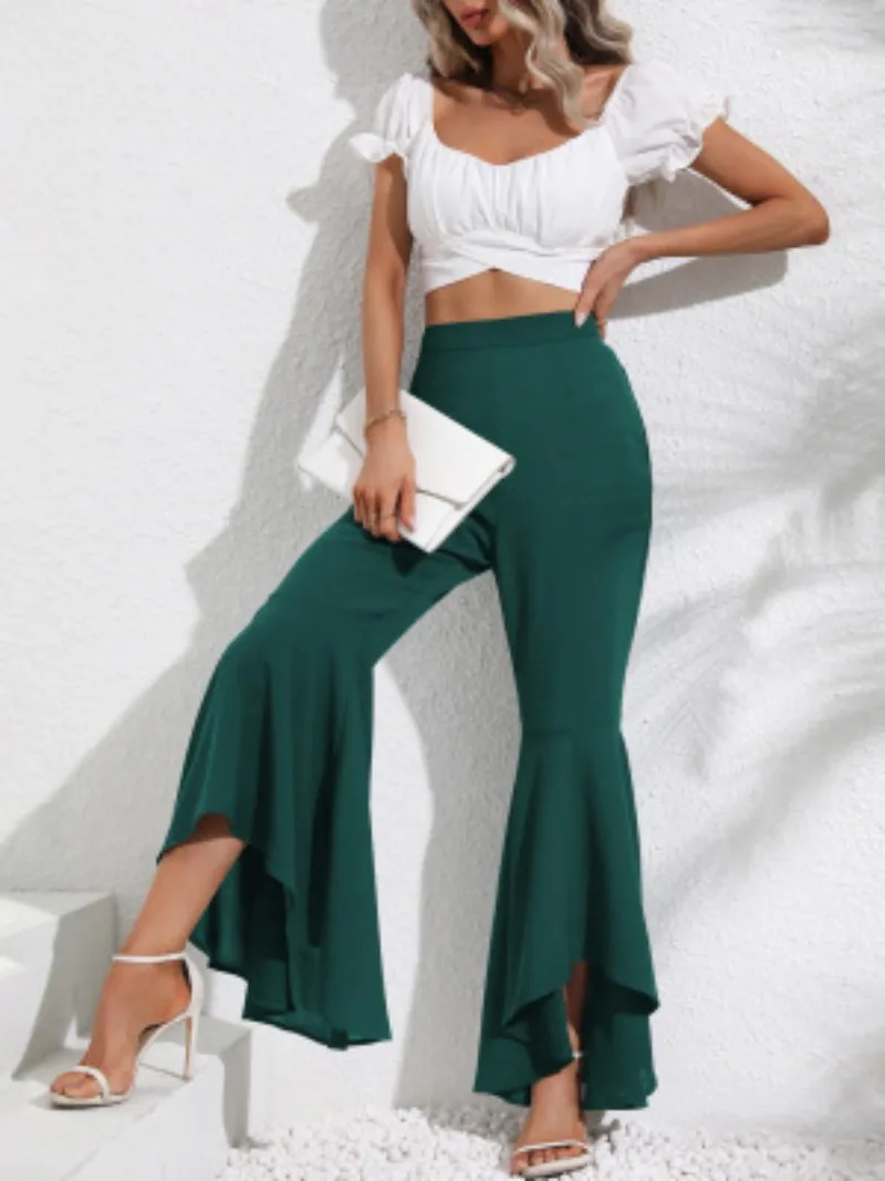 

Flare Yoga Pants Hip Lifting Sport Fitness Pants High Waist Elastic Tights Women Solid Color Full Length Pants