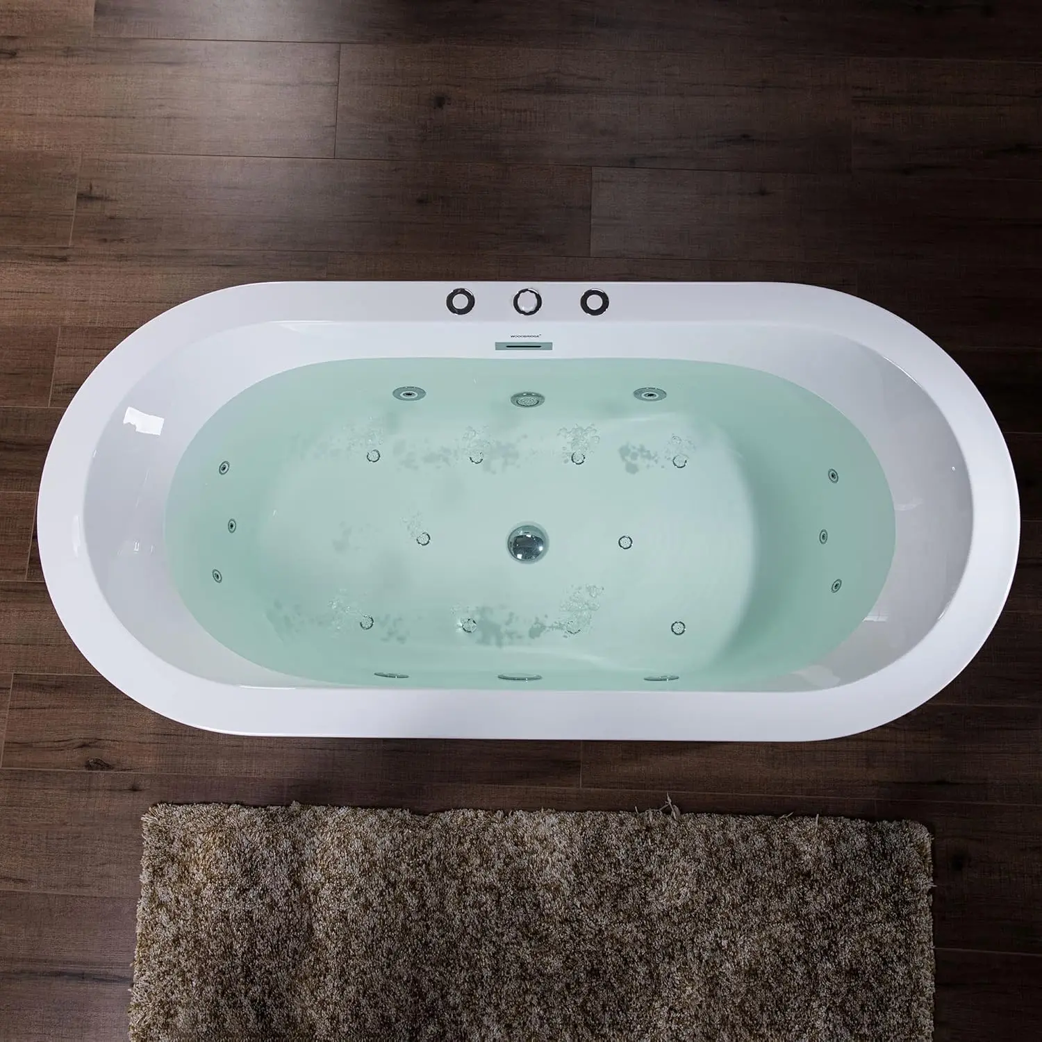 Whirlpool Water Jetted and Air Bubble Freestanding Heated Soaking Combination Bathtub Air Massage High Performance Pump 4