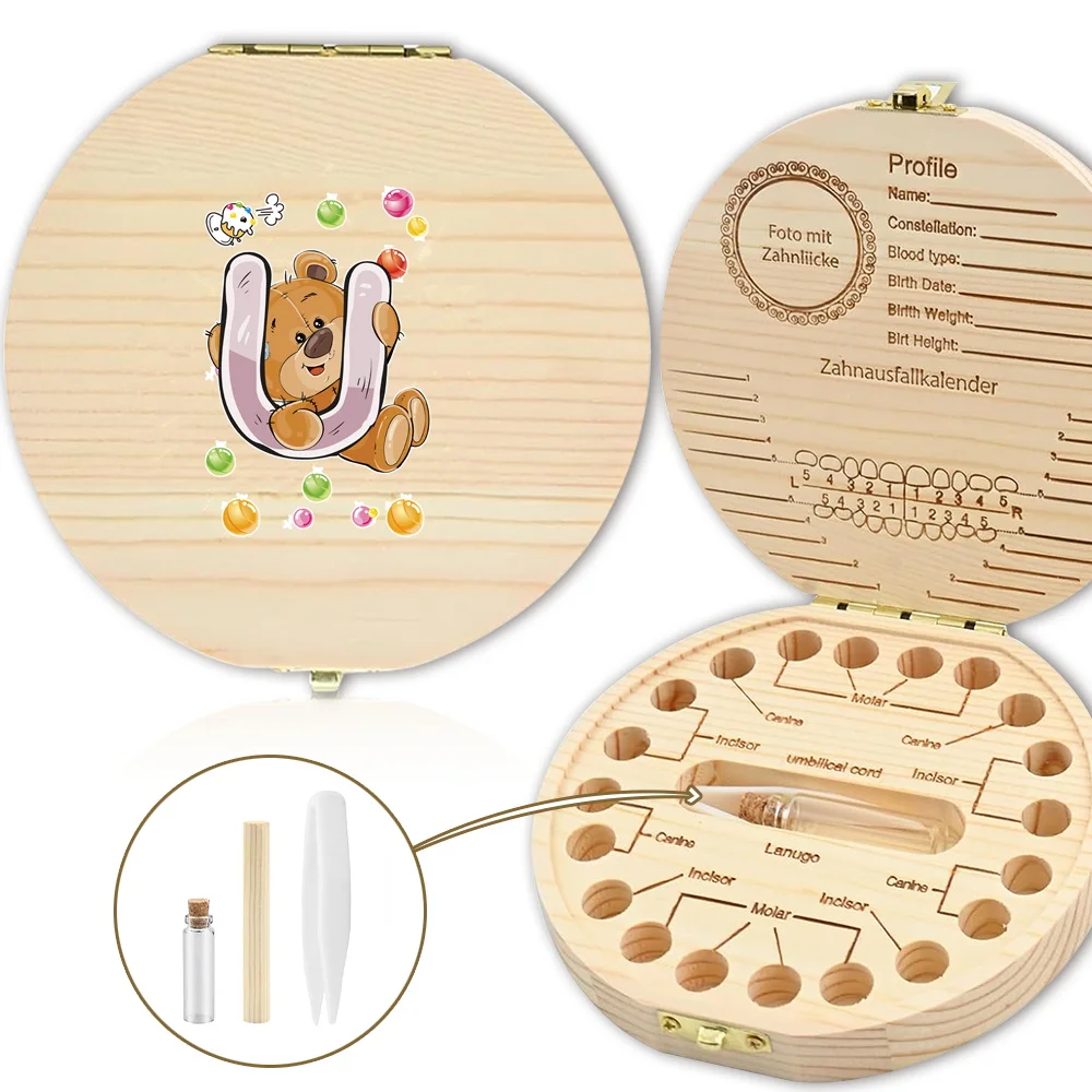 שן keeptar תיבת זיכרון ילד עץ לשן חמוד שן שומר מגן שיניים למנוע אובדן עבור דפוס דוב הבית