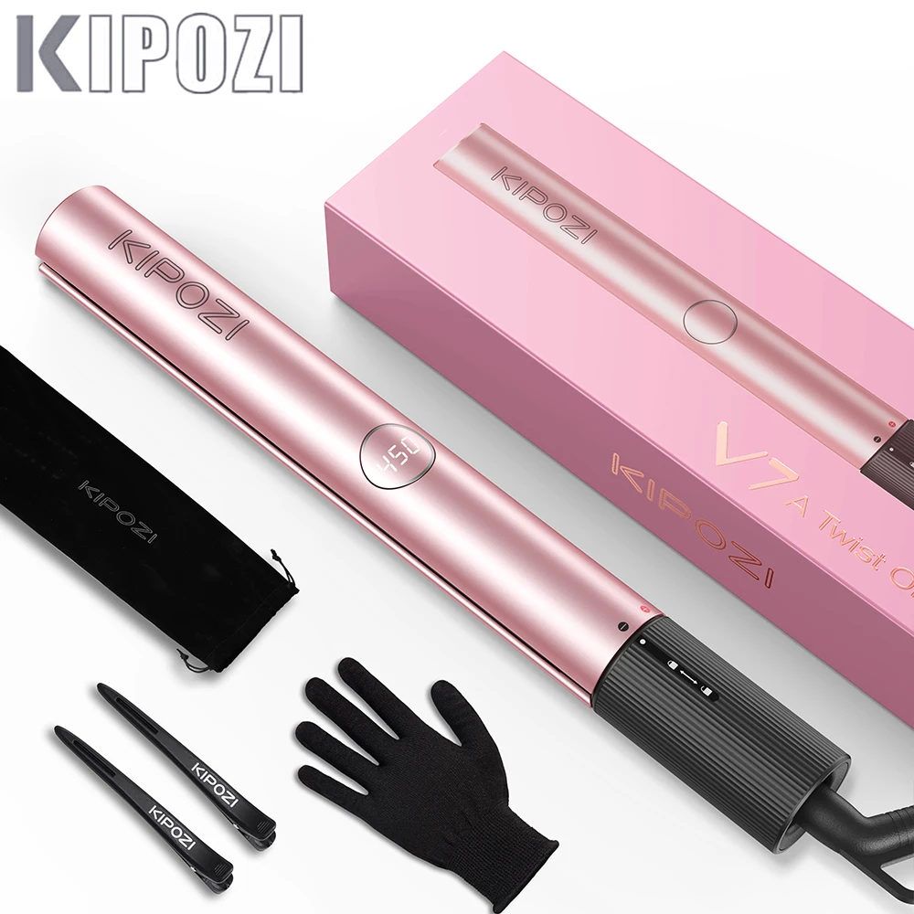 KIPOZI Professional LCD Hair Straightener 30s Heating Up 3D Floating Flat Iron 2 In 1 Curling Iron High Level Salon Hair Tool