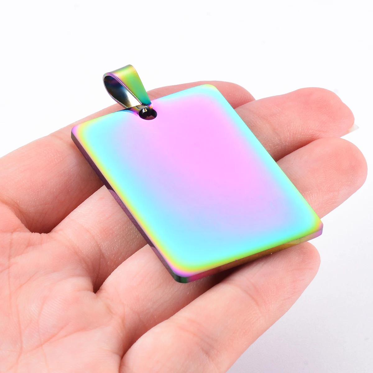 20Pcs Stainless Steel Rectangle Tag Necklace Accessories Mirror Polished for Men DIY Personalized ID Name Jewelry Findings
