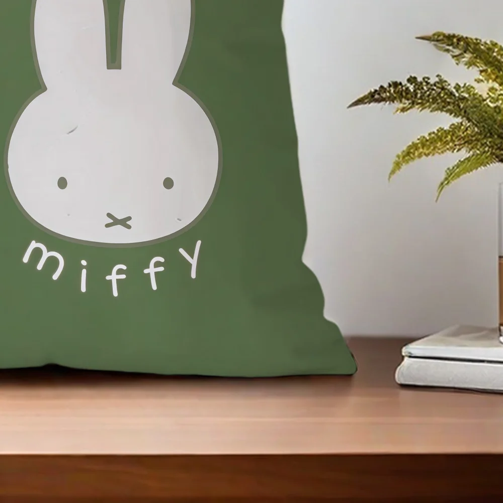 M-Miffy Kawaii 쿠션 커버 베개 인쇄용 소파 장식 홈 카룸 커피 숍 사무실 북유럽 단순성