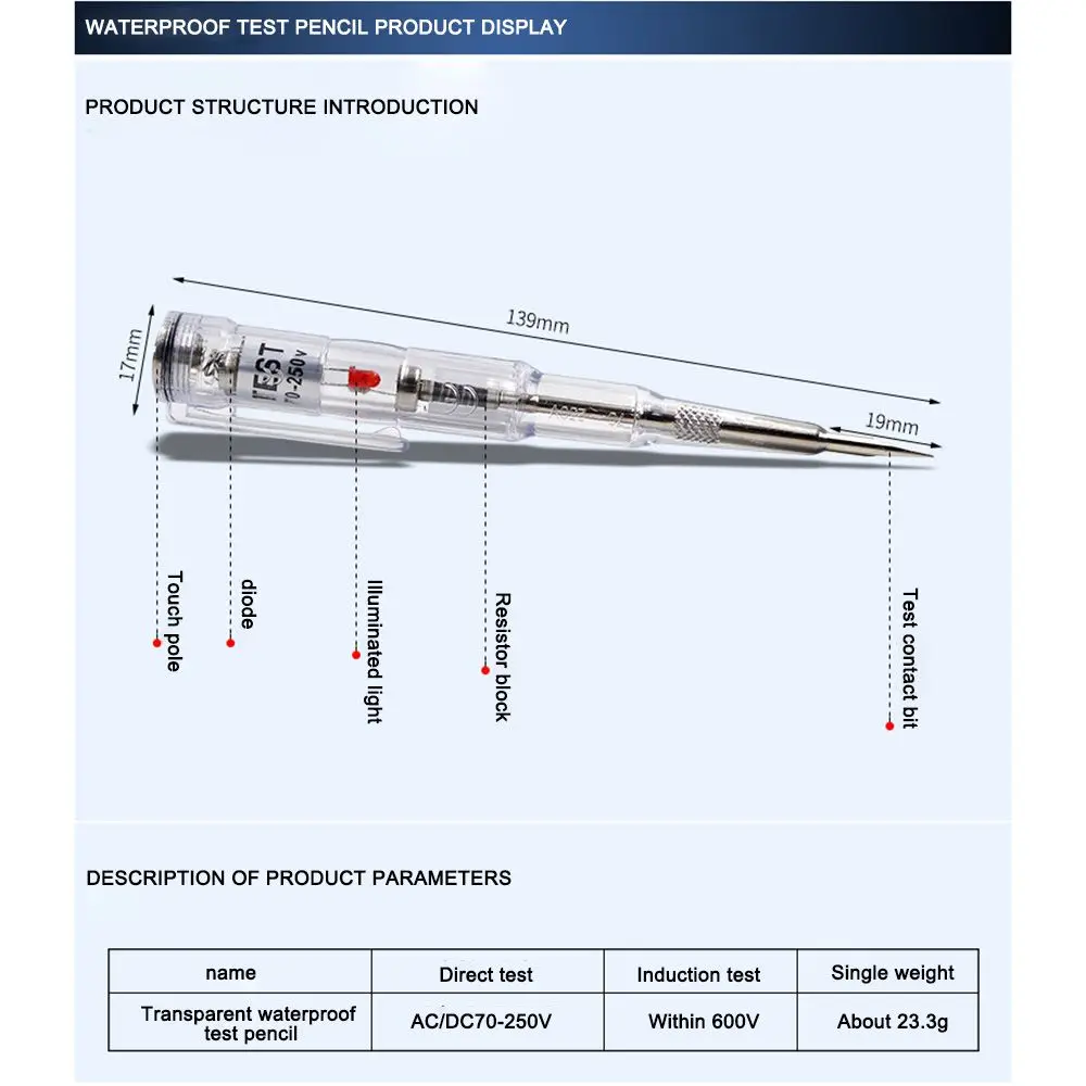 70-250V IP56 Waterproof Voltage Tester Induced Electric Pen Detector  Screwdriver Probe Test Pen - Price history & Review, AliExpress Seller -  beautifu & Healthy Store