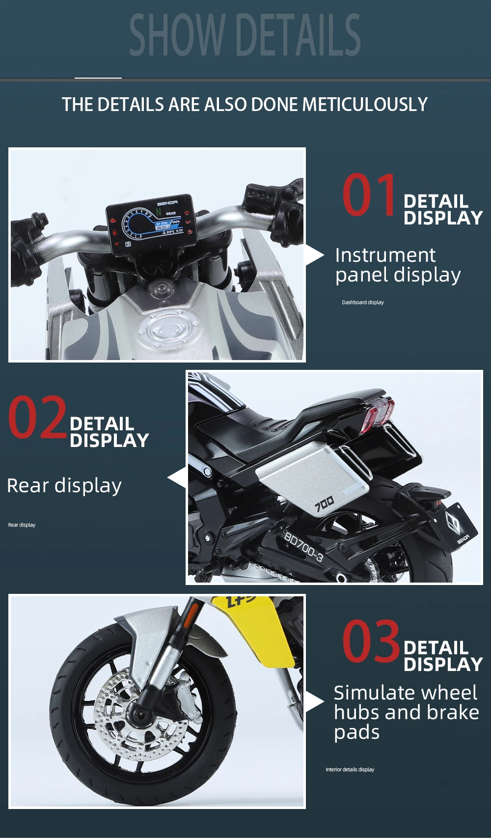 1:12 Tang Knife Lsf700 Motorcycle Off Road Alloy Diecast Model