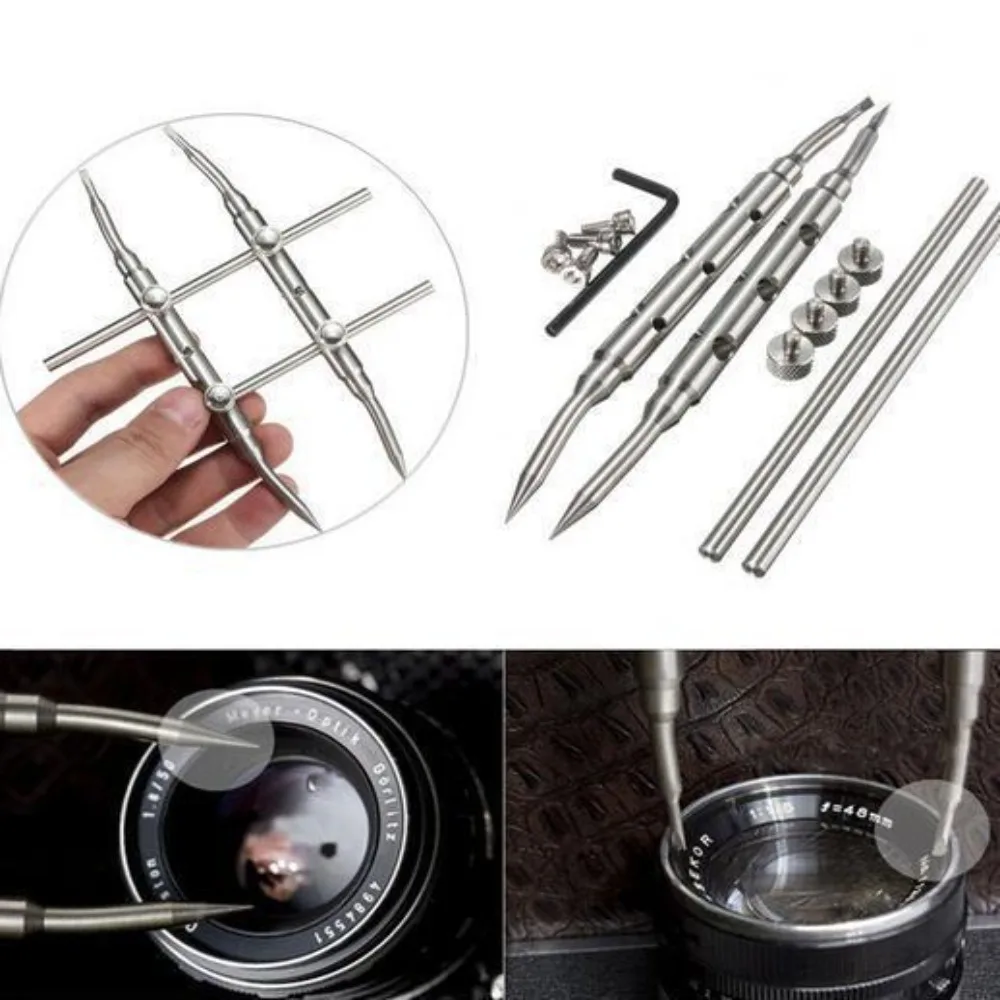 Camera Lens Opening Repair Tool Kit with Adjustable Tips and Precision Wrenches