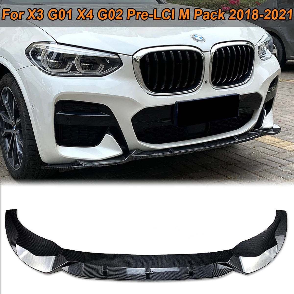 

For BMW X3 G01 X4 G02 M Sport 2018-2021 Front Bumper Lip Spoiler Deflector Side Splitter Body Kit Guards Cover Car Accessories