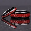 Garnet Ring Tungsten Ring Artificial Red Synthetic Gemstone Inlay Men's Wedding Band Gift Him 8mm Lab Created Garnet