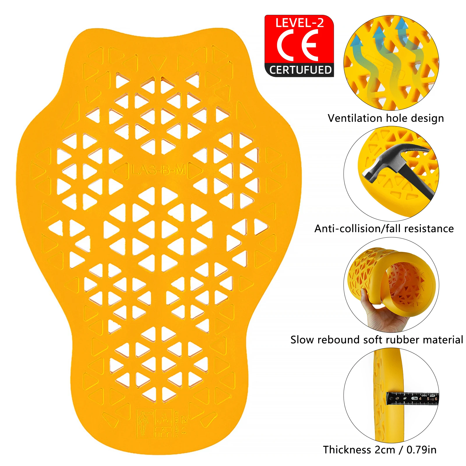 Yellow 3D Grid Built-In Removable Motorcycle Back Protector Jacket Moto Gear Motocross Motorbike Protective Pads CE2 Certified
