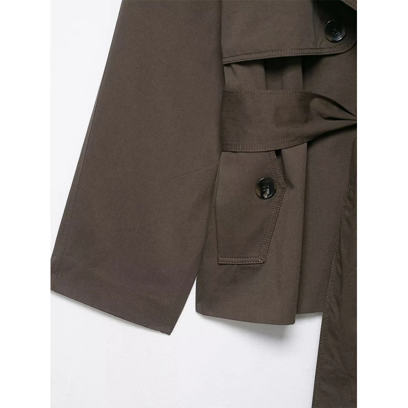 2025 Women Jacket Fashion With Belt Trench Short Coats Women Casual Loose High Street Long Sleeve New Jackets Outerwear