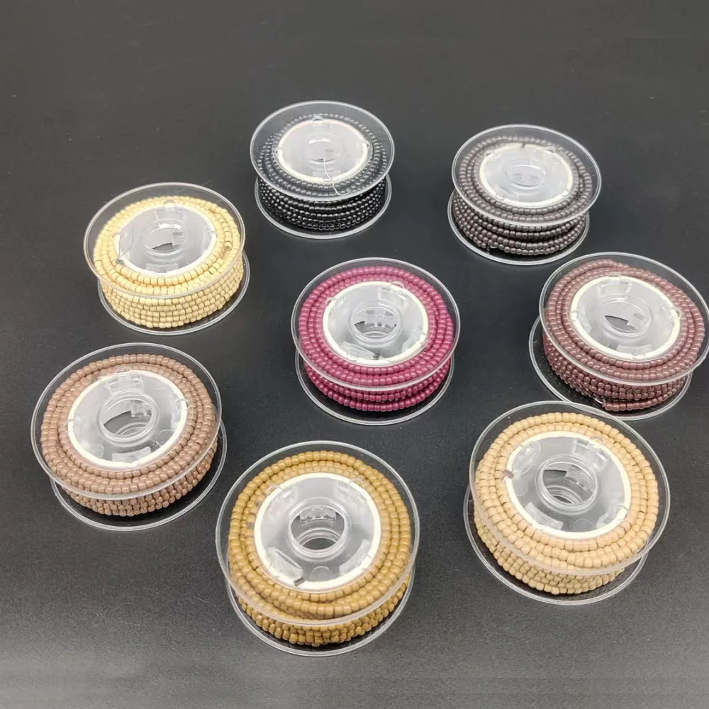 헤어링크 1000개 세트 2.5mm 나노 링 비즈 헤어 익스텐션 7가지 색상 선택 가능 9 1000 개 사전로드 나노 링 실리콘 나노 링 링크 비즈 헤어 확장 도구, 쉽게 만든 루프 후크 플라이어