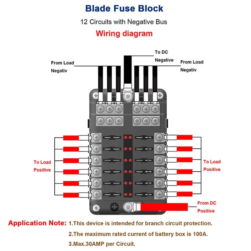Fuse Box Holder Fuse Holder Fuse Box Marine Fuse Block 12V 32V Fuse Box 6 Ways 12 Ways Blade Fuse Block Box LED Indicator Light For Car Boat Marine