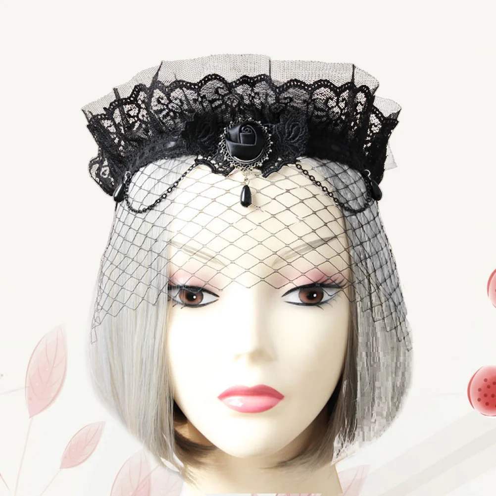 

Lace Veil Crown Pattern Veil Retro Grenadine Headband Veil Hair Accessories for Bridal Woman