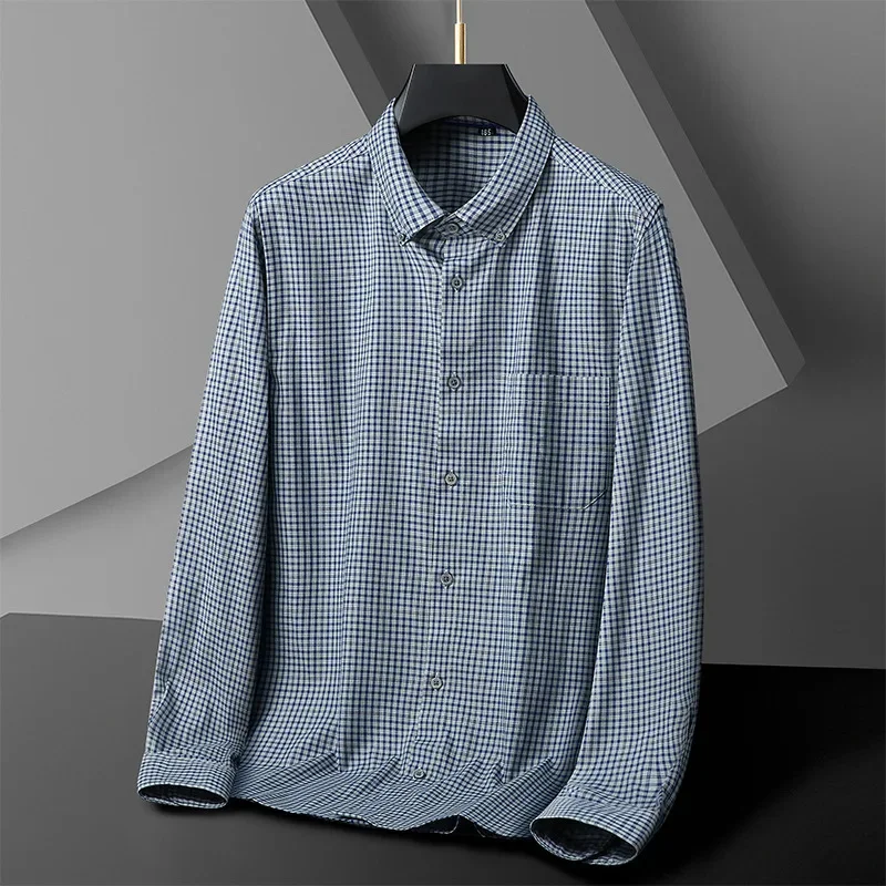thumbnail image 1 of Camisa de algodón a cuadros de manga larga para hombre, ropa informal holgada, de talla grande 8XL, 7XL, 6XL, primavera y otoño de 2024, 1 of 5