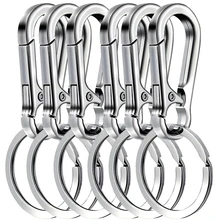 6Pcs 카라비너 ​​클립 키체인 금속 카라비너 ​​모양 열쇠 고리 열쇠고리 키 홀더 클립 후크 홀더 자동차 키 찾기용 정리함