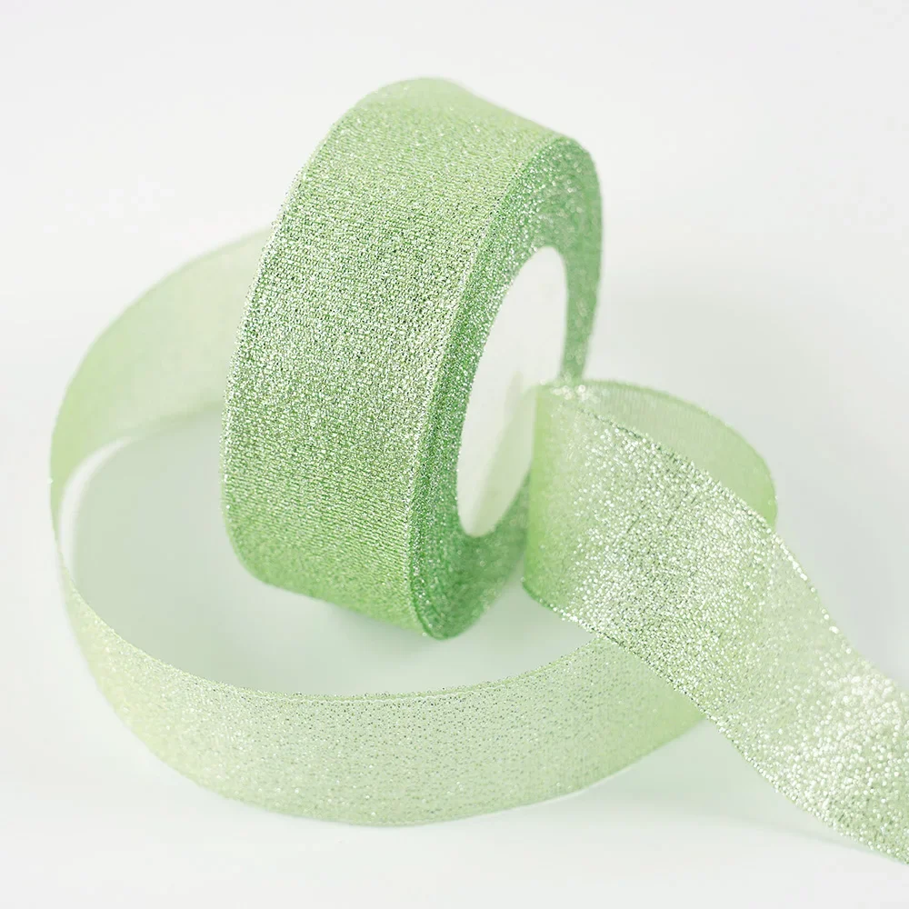 Glitter Organza Ribbon Bow for Decorations and Gift Wrapping, 40mm x 22m