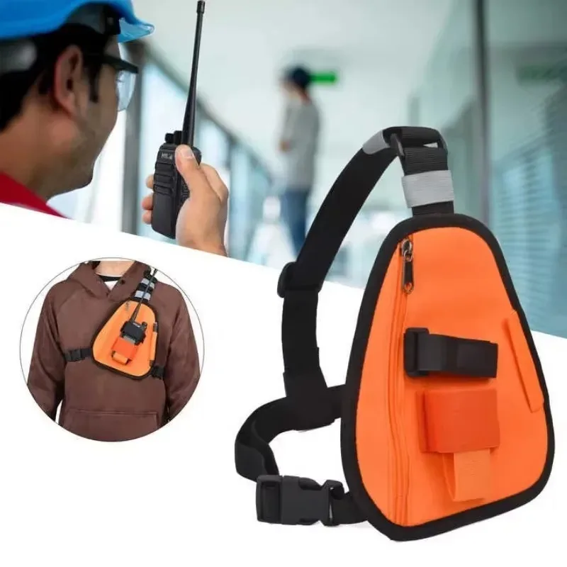 Chest Bag Multi-pocket Walkie Talkie Caller Triangle Unisex Tactical Waist Pack Vest Zipper Adjustable Bag for BF-888S UV-5R