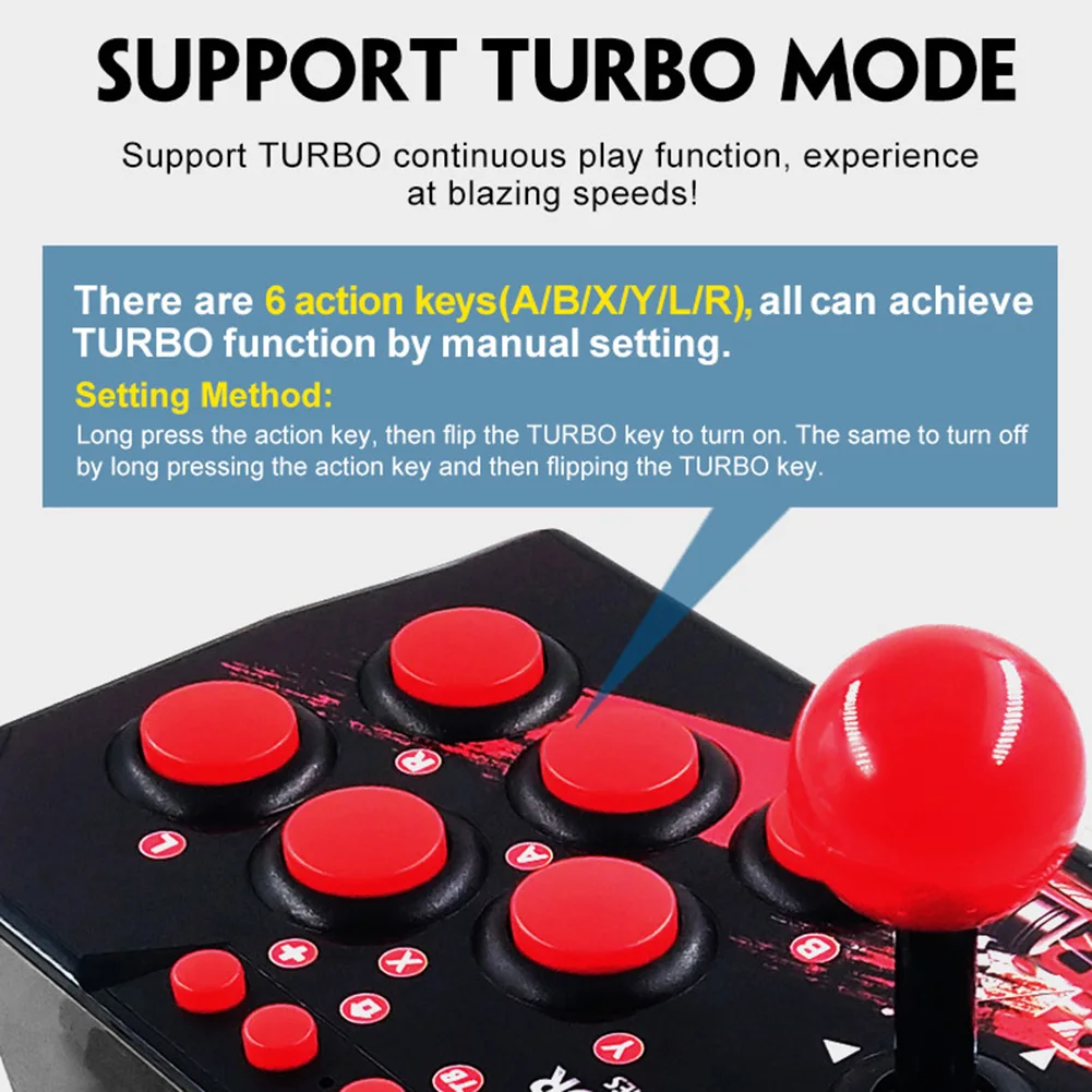 for PS3/Switch/PC/Android Retro Arcade Station TURBO Games Console Rocker Fighting 4 In 1 USB Wired Controller Game Joystick