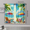 2pc,  Curtains Tropical Beach Surfboard Versatile Polyester,Without Electricity Birthday Party Applies to Parties and Everyday 3