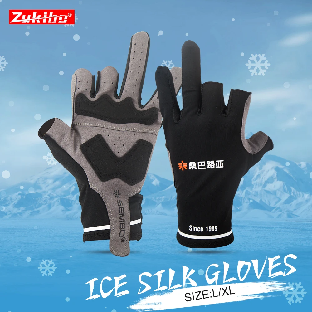 ZUKIBO Fishing Gloves Women Men Universal Three Fingers Breathable Outdoor Sportswear Half Finger Angling Gloves