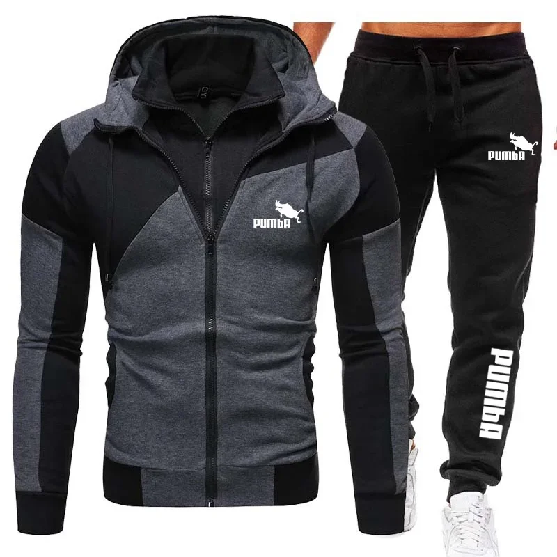 2023 New Arrival Mens Zipper Tracksuit Hoodies and Black Sweatpants High Quality Male Outdoor Casual Sports Jacket Jogging Suit