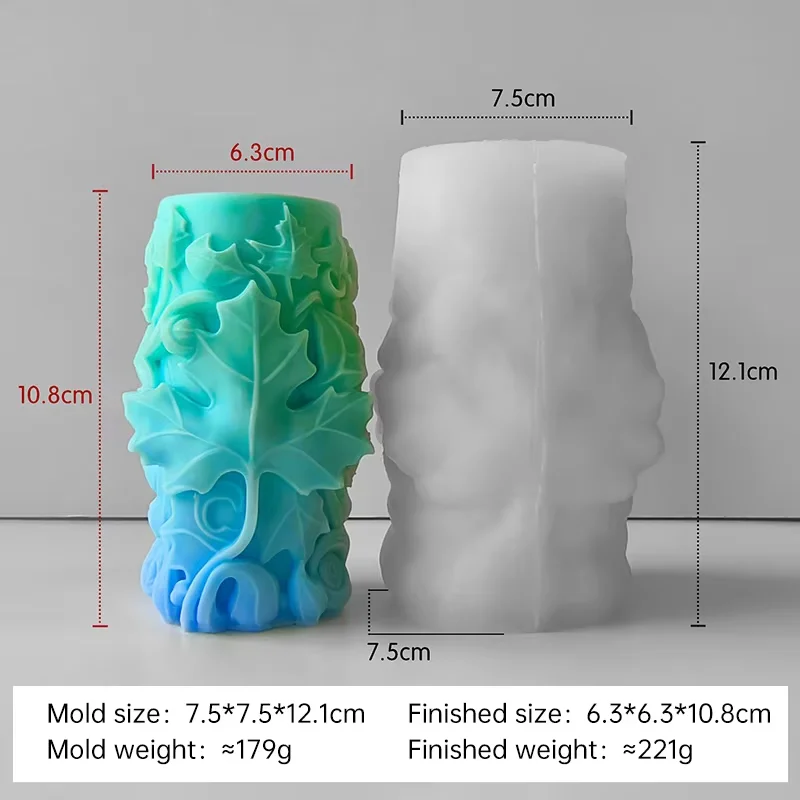 Handgemachte Aroma-Kerzen-Gipsornamente: Blumen-Säulenformen für Heimdekoration, 3D-Zylinder-Ahorn-Blüten-Tulpen-Silikonform – Detail 11