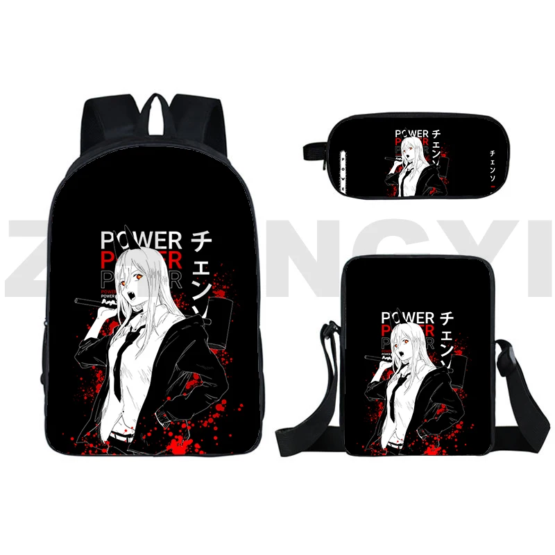 

High Quality Chainsaw Man デンジ 3D Backpack Men Japanese Anime School Bag 3 Pcs/Set Harajuku Pencil Case Travel Crossbody Bags