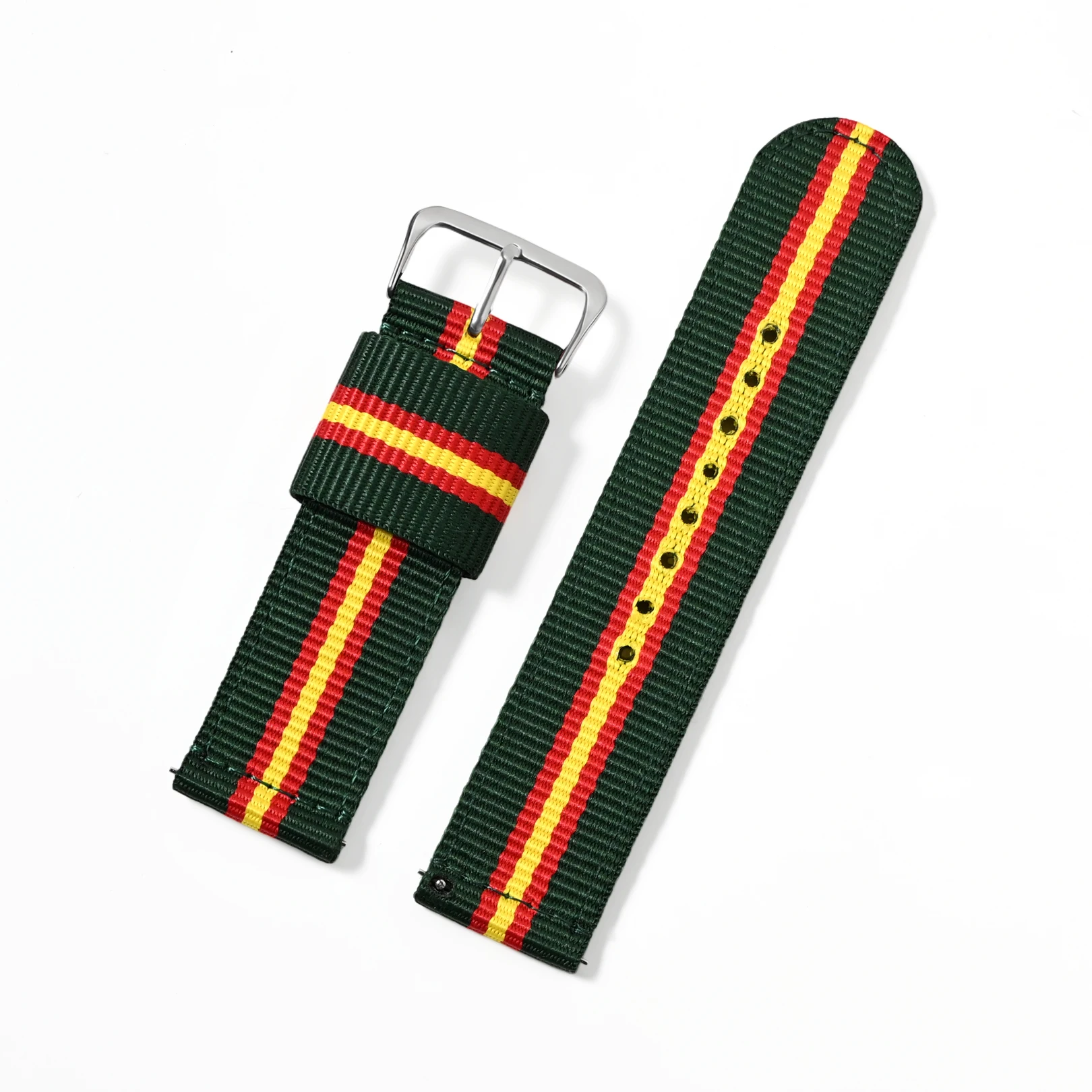Enhanced Intercolor Striped Quick Release Nylon Watch Strap