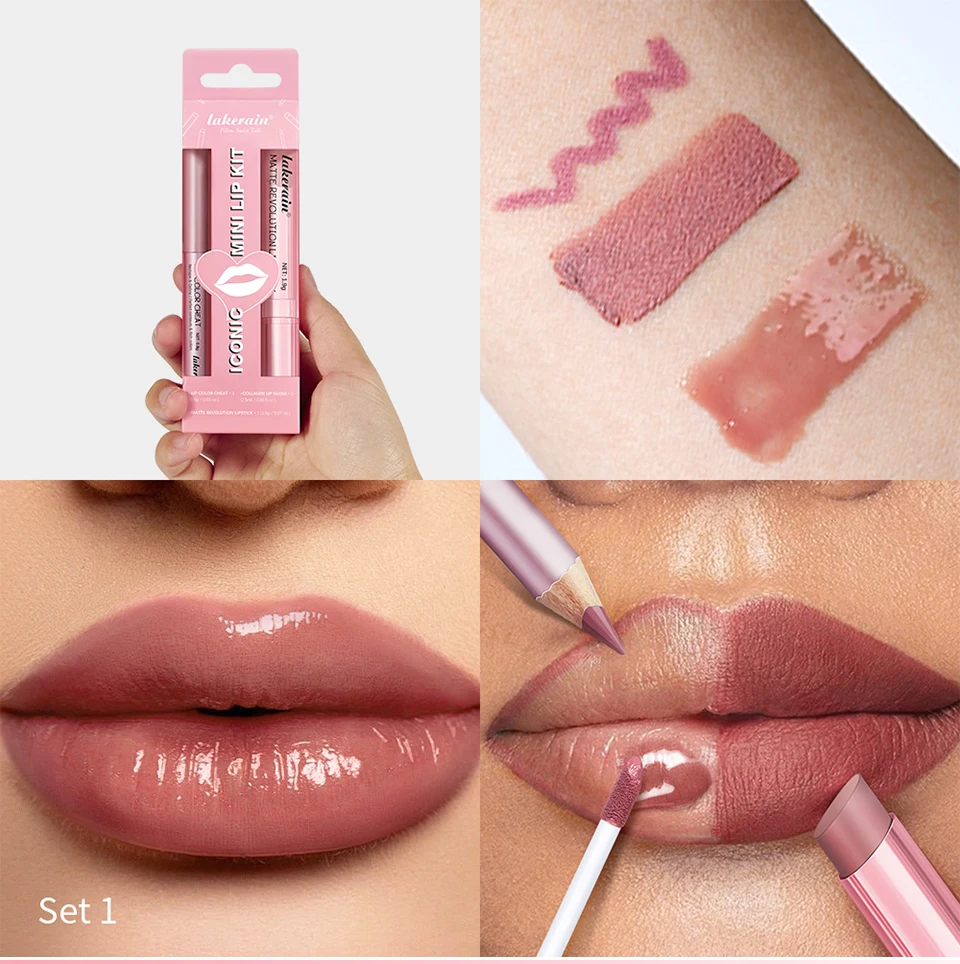 Waterproof Lipstick  Lipliner Set - Long Lasting Matte Mini Makeup 3pcs