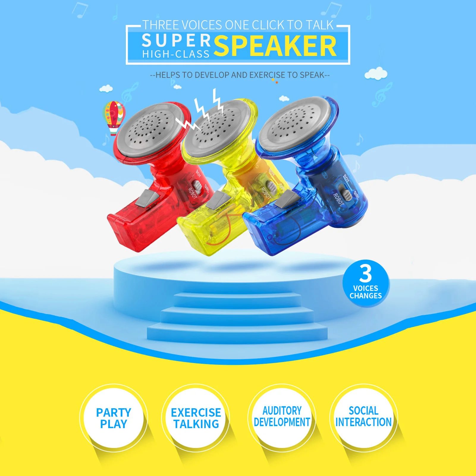 HOT SALE Funny Multi Voice Changer Amplifier 3 Different Voices Fun Toy Speaker Kids Educational Toys For Children Girl Gift 3