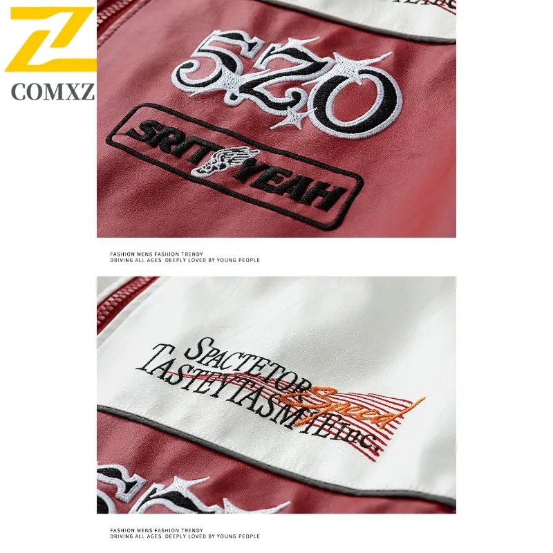 Men's Biker Jacket Stand Collar PU Leather Coat Water-Resistant Windproof Oversized Streetwear Motorcycle Outerwear Vintage 2025