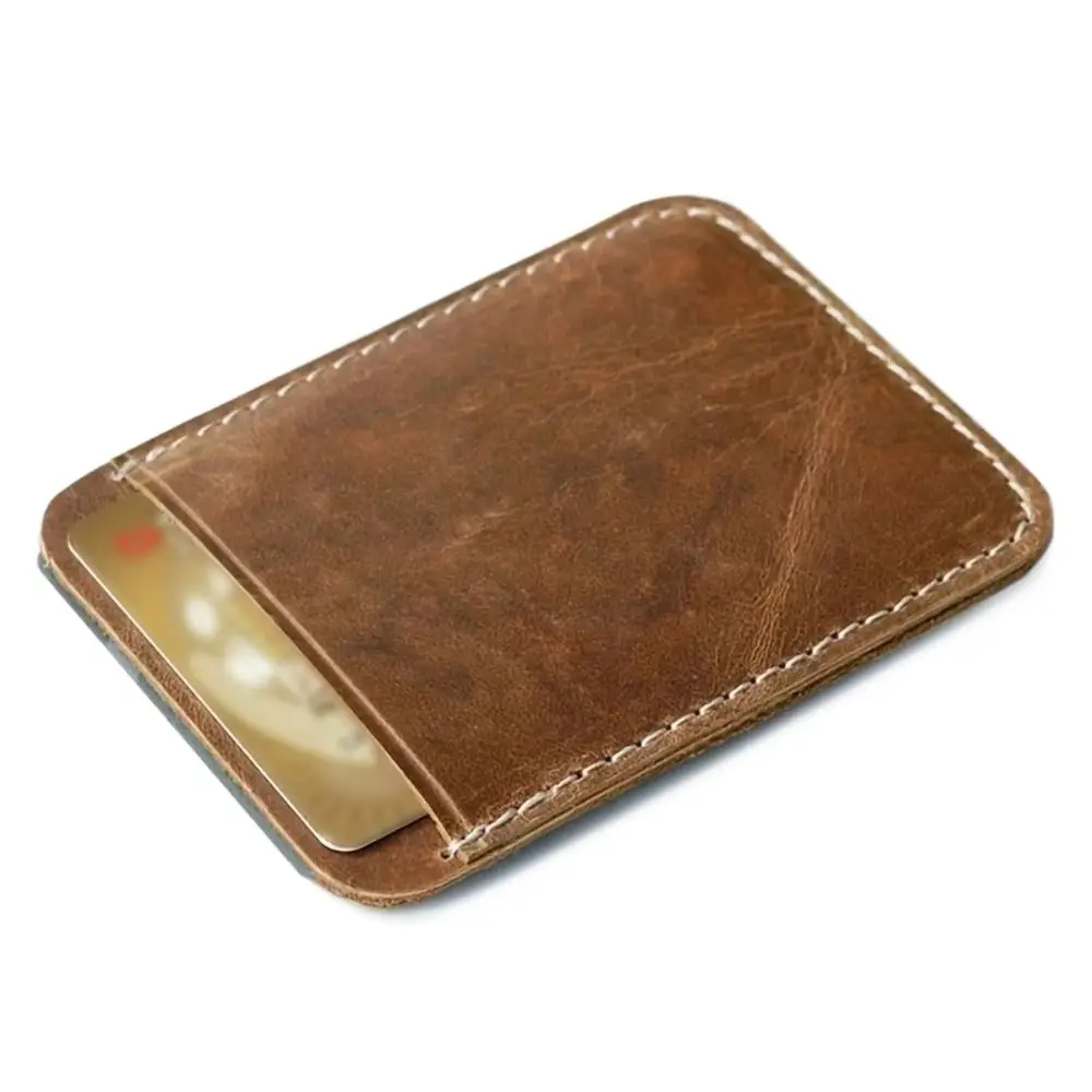 Metal Money Clip Fashion Thin Genuine Leather Credit Card Slot Slim Bills for Man