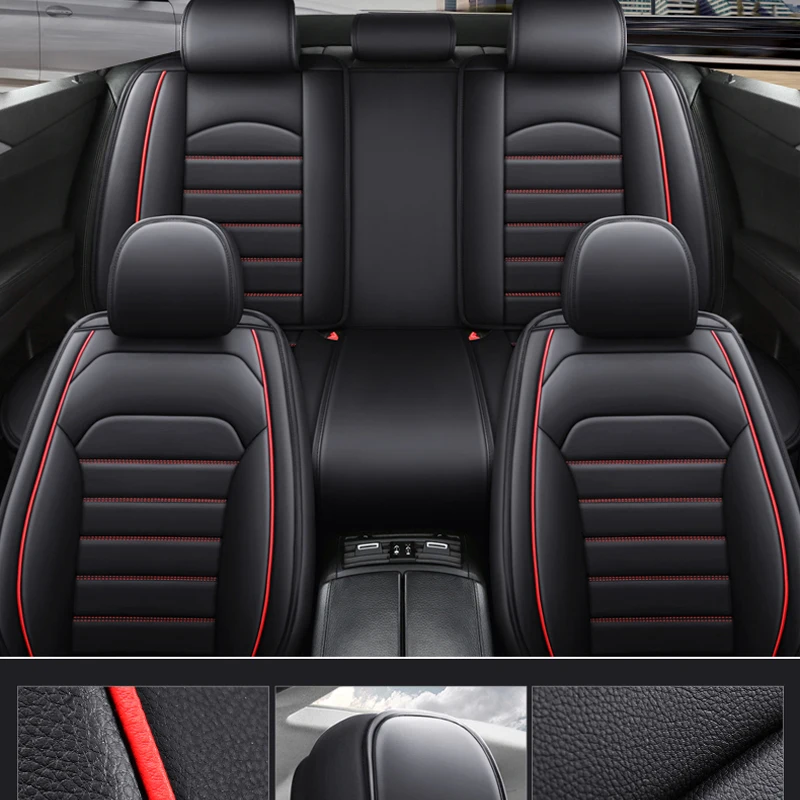 Kuifan Sitzbezüge Auto Autositzbezüge Universal Set für Audi a4 b5/a4  Quattro/a4 Avant/a4 es/a5 s/a5 b8/a6 Auto Zubehör Auto mit fünf Sitzen，rosa
