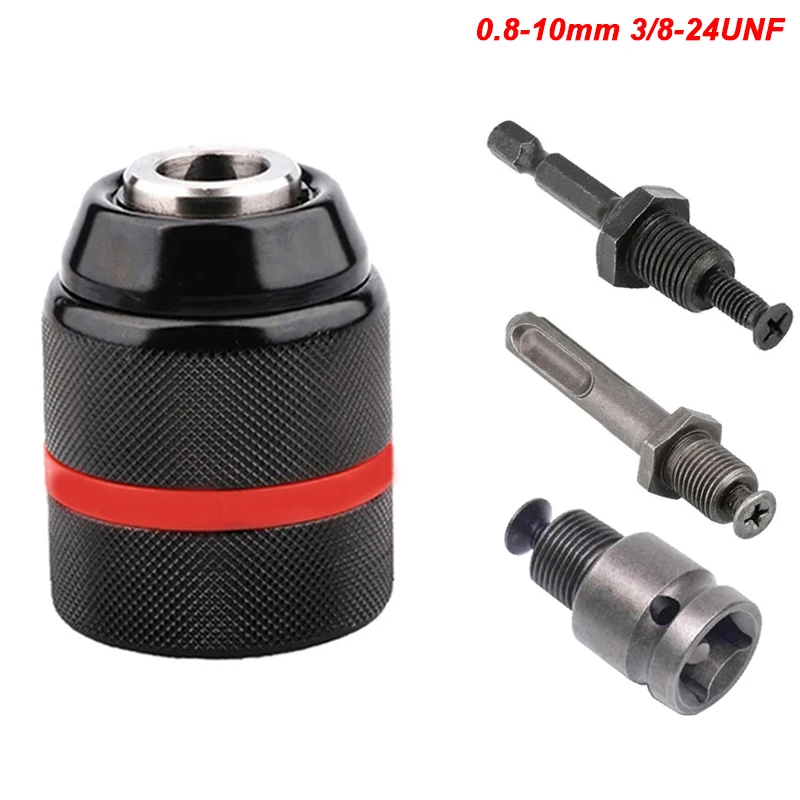 Keyless Drill Chuck 0.8-10mm Threaded Metal Hex Shank/SDS/Square Quick Grip Adapter For Drill Bit Screwdriver Tap&Socket