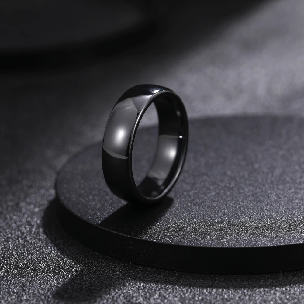 Elegant Black Brushed Ceramic Wedding & Engagement Ring - Unisex Jewelry, Plus Sizes Available