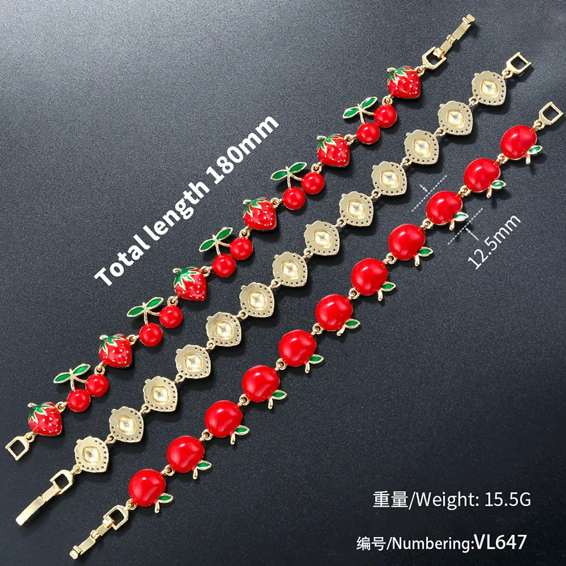 ZHUKOU 甘いファッションフルーツブレスレットレッドエナメルドリップ
