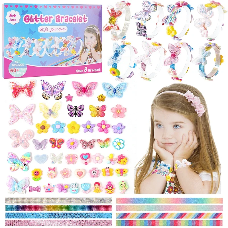 Fun DIY Kids' Jewelry Material Pack: Make Your Own Bracelet, Headband & Butterfly Piece! - 2