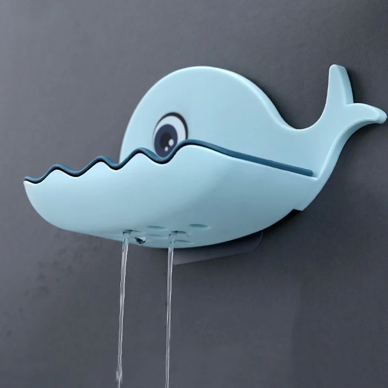 1PCS Wall Mounted Soap Dish for Bathroom Shower Portable Whale Soap Holder Plastic Sponge Tray for Kitchen Bathroom Accessories 5