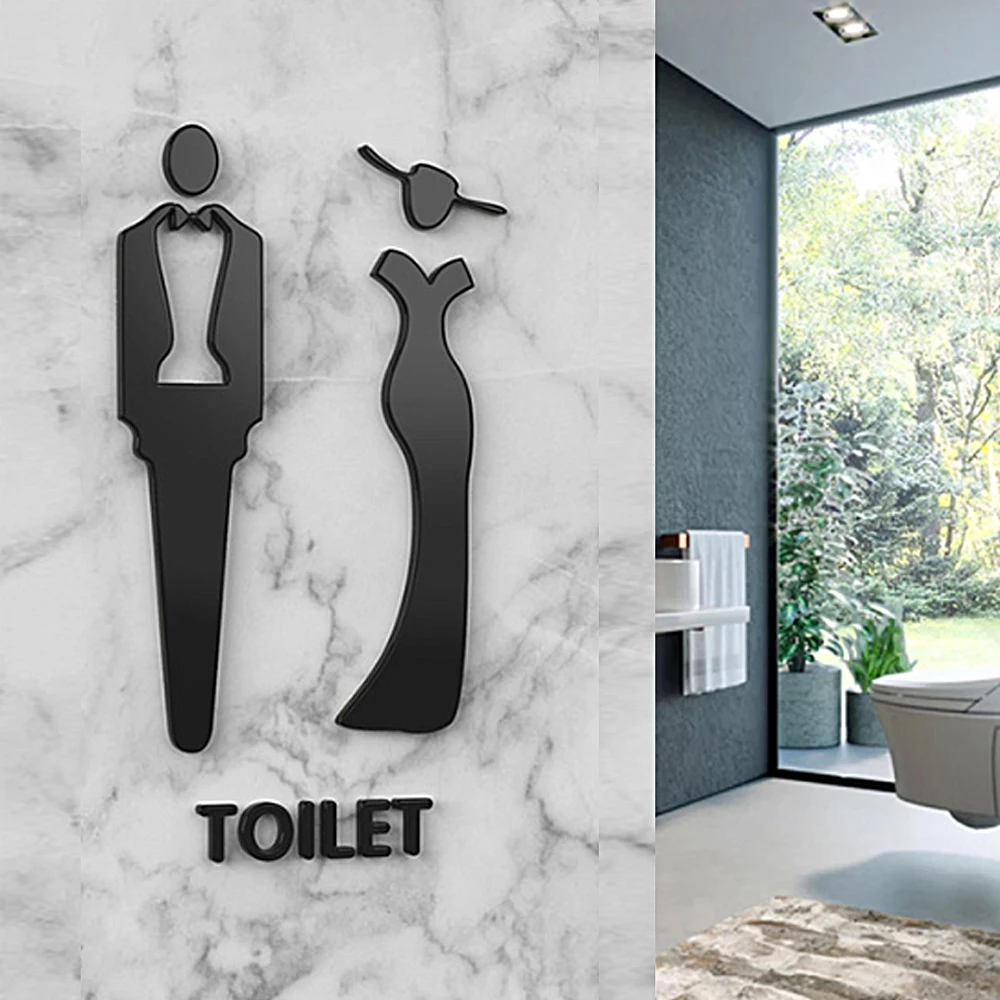 Signalisation De Toilettes Pour Hommes Et Femmes, Panneaux De Salle De Bains, Guide De Toilettes Publiques, Hôtel à Gauche Et à Droite, Panneau D'invite De Toilettes En Acrylique
