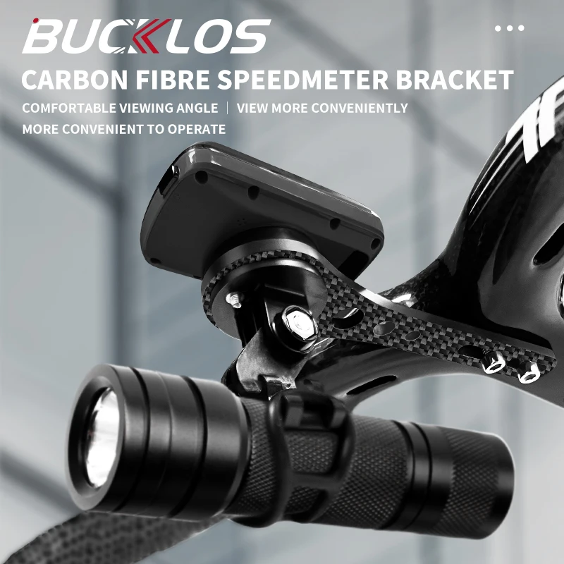 Bicycle Handlebar Bracket GPS Holder BUCKLOS Carbon Fiber Bike Computer Holder 143mm 165mm Bicycle Speedometer Holder Road Mountain Bike Stopwatch For Garmin