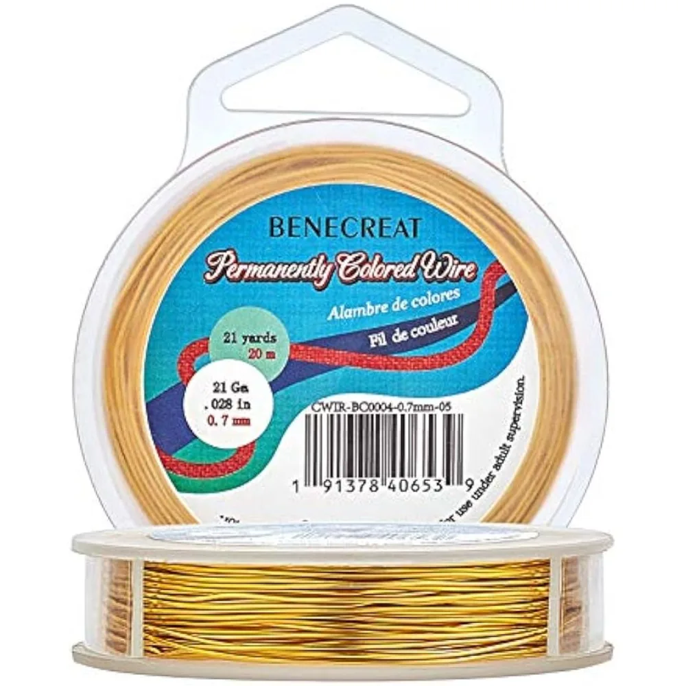 

21-Gauge Tarnish Resistant Gold Wire Jewelry Copper Wire for Beading Craft, 65-Feet/21-Yard