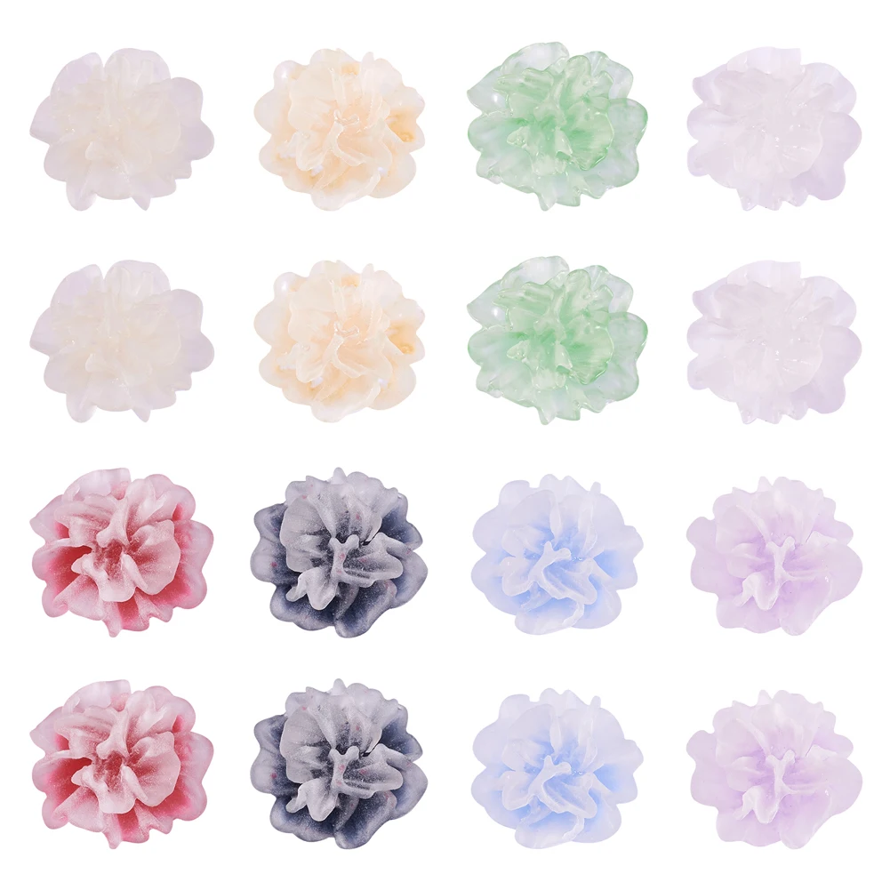 

80Pcs Mixed Color Flat Back Frosted Resin Flower Cabochons for Scrapbook Jewelry Making Decoration Accessories