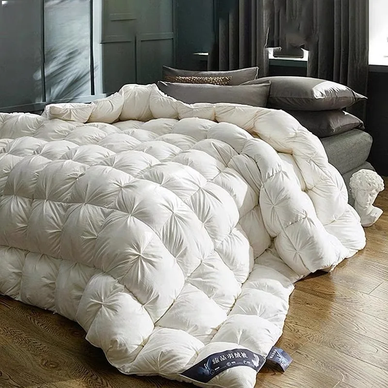 % 100 Beyaz Kaz/Ördek Tüyü Yorgan Yüksek kaliteli Beş yıldızlı Otel Büküm Çiçek Yorgan Yorgan %100 Pamuk Kapak Lüks Battaniye