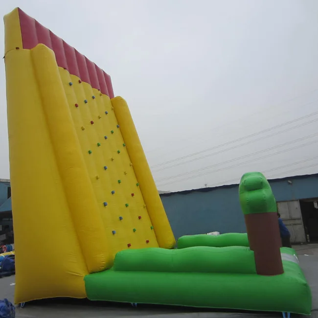 Factory commercial outdoor water games inflatable rock climbing wall slide