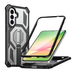 Magnetic Rugged Armor Shockproof Bracket Phone Case - PC+TPU - Galaxy A27 (Grey)