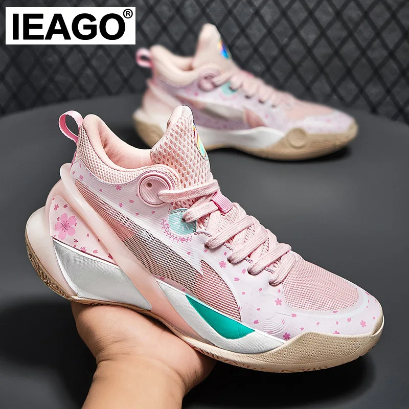 

IEAGO Original High Quality Spike Fashion Men Basketball Shoes Breathable Women Sport Training Sneakers