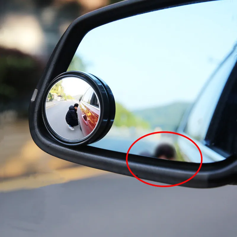 2Pcs Car Suction Cup Mount Auxiliary Rearview Mirror 360 Degree Rotating Wide-angle Round Frame Blind Spot Mirror