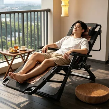 Sedia Reclinabile Pieghevole Multifunzione per Relax e Riposo, Sedia Lounge per Ufficio e Pisolino Estivo