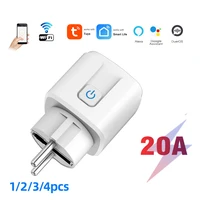 Tuya Wifi Smart Socket EU Plug 20A Power Monitor Remote Control SmartLife APP Works with Alexa Yandex Alice Google Assistant