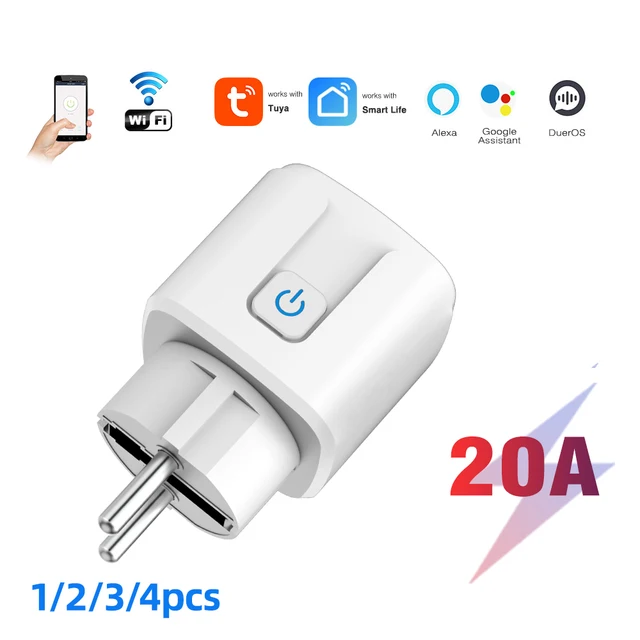 Tuya Wifi Smart Socket EU Plug 20A Power Monitor Remote Control SmartLife APP Works with Alexa Yandex Alice Google Assistant